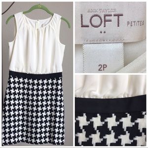 Ann Taylor LOFT cream and black dress, 2 Petite